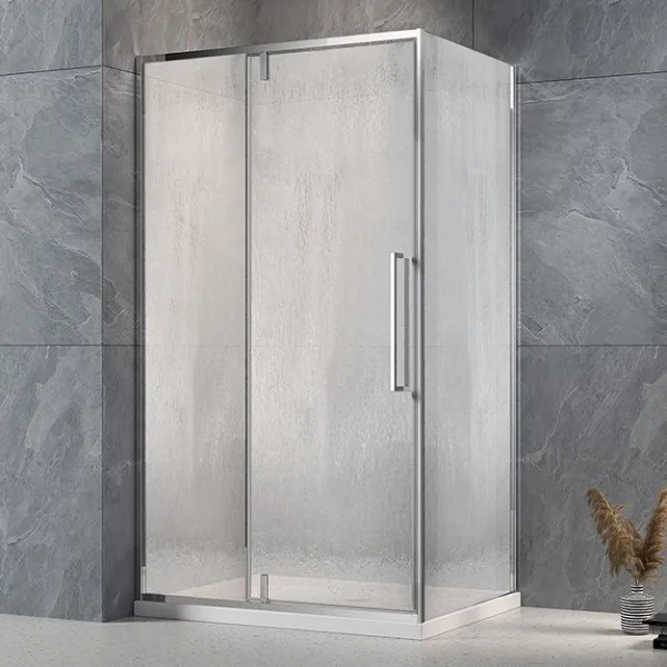 Душевой уголок Veconi Rovigo RV-034R 110х100 см, профиль глянцевый хром, стекло текстурное дождь Sancos — Оригинал