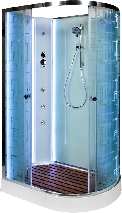 Душевая кабина DTO EM1512LN 120х80, LED с гидромассажем, профиль хром, стекло матовое с узором Sancos — официальный сайт