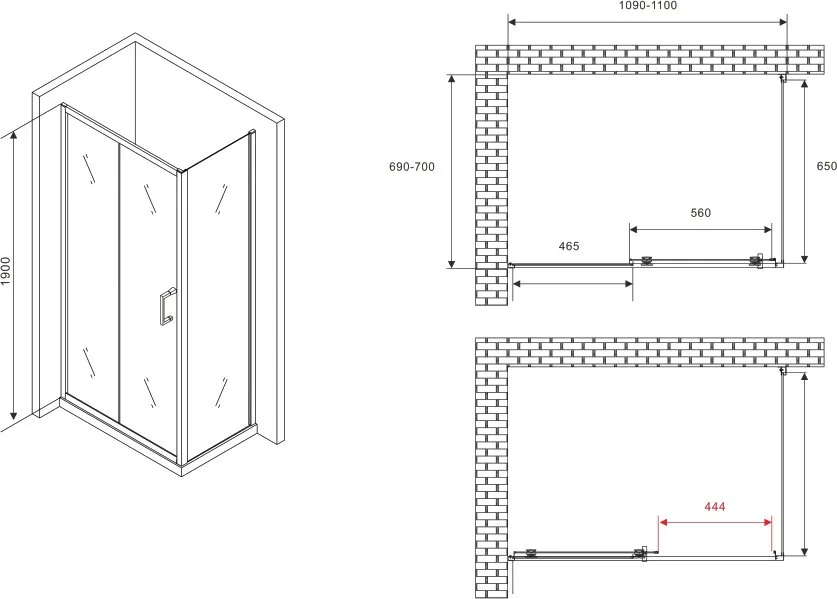 Душевой уголок Abber Schwarzer Diamant AG30110B5-S70B5 110х70, профиль черный, стекло прозрачное Sancos — официальный сайт