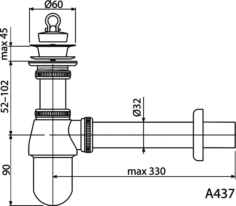 Сифон для раковины AlcaPlast A437 Sancos — официальный сайт