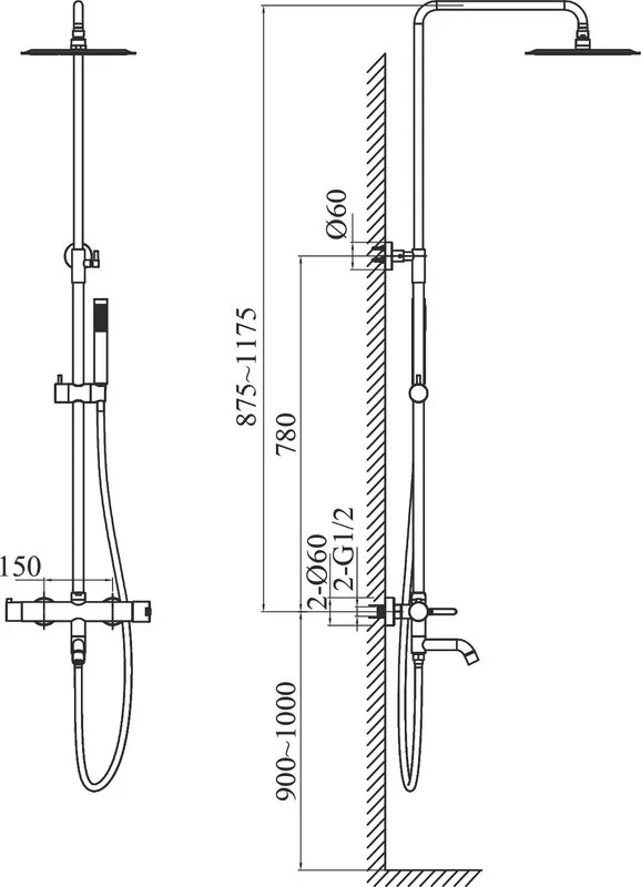 Душевая стойка AltroBagno Unione 030208 Cr, хром Sancos — официальный сайт