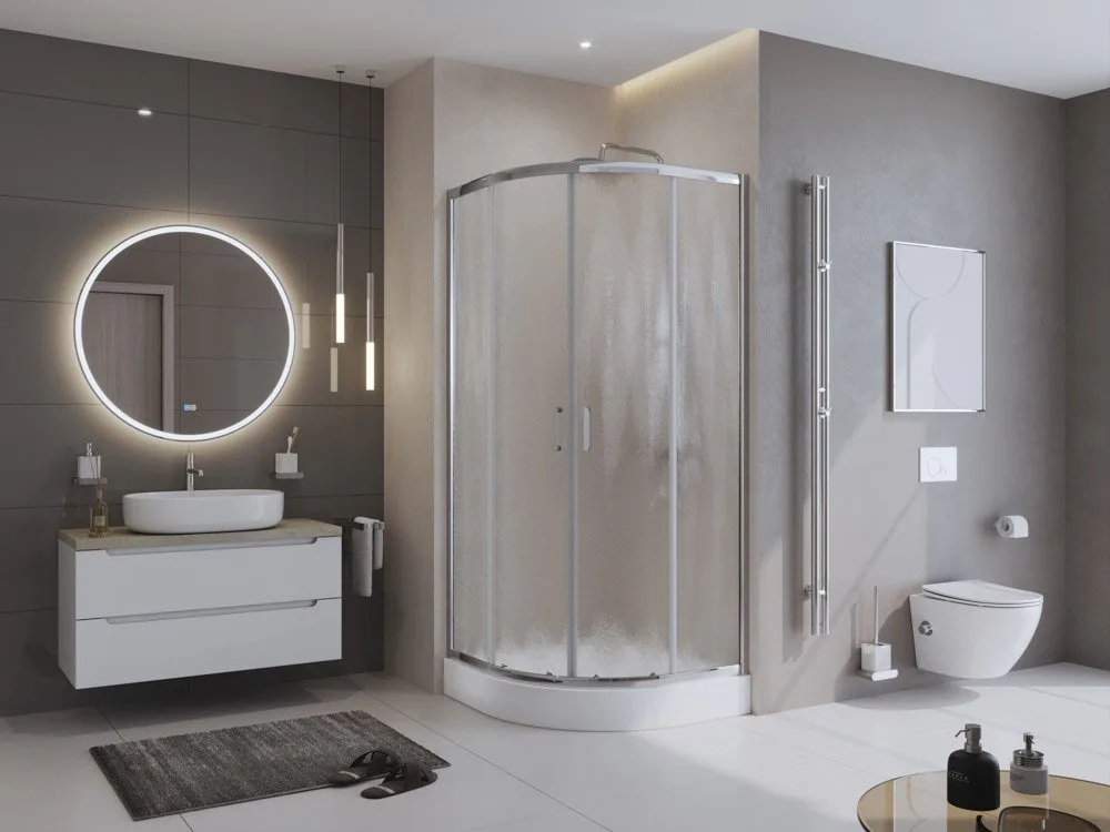 Душевой уголок BelBagno Uno UNO-195-R-2-90-CH-CR стекло рифленое Sancos — официальный сайт