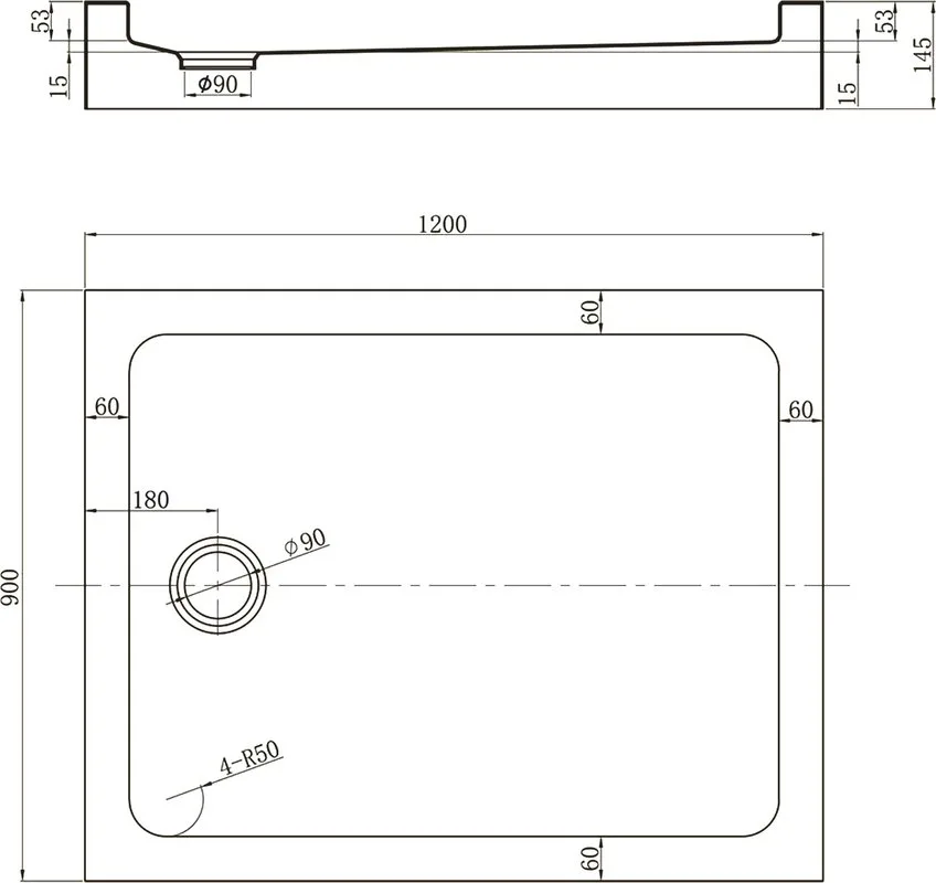 Поддон для душа Veconi Tezeo acrylic TZ-54 120x90, белый Sancos — официальный сайт