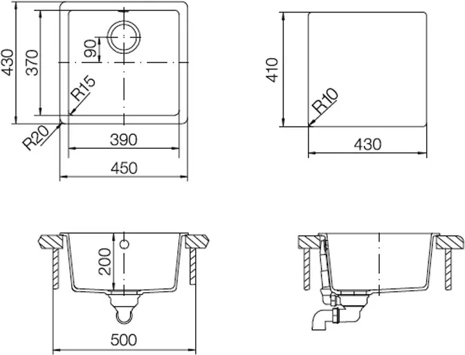 Мойка кухонная Schock Quadro 50 Cristalite мокка Sancos — официальный сайт