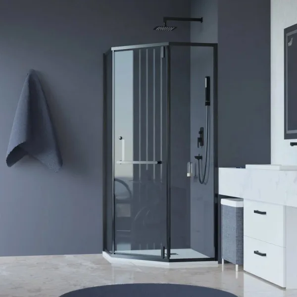 Душевой уголок RGW Hotel HO-084-B 90x90x195 см, профиль черный, стекло прозрачное Sancos — Оригинал