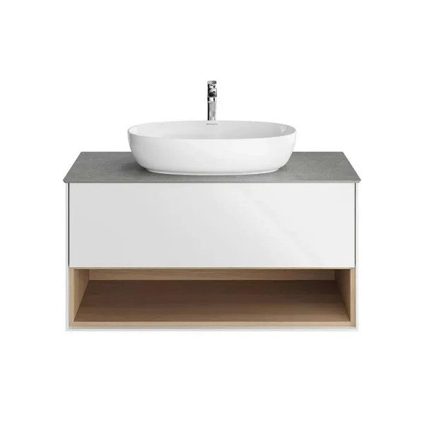 Тумба под раковину без столешницы KERAMA MARAZZI Plaza Modern 100 подвесная, с ящиком и полкой, бела Sancos — Оригинал