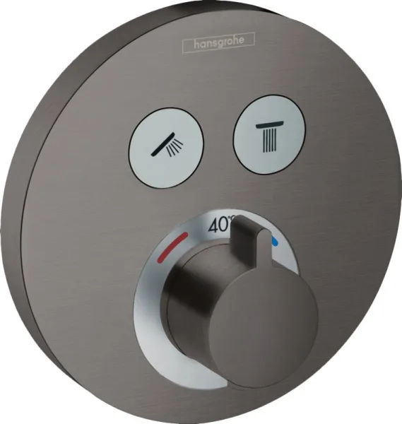 Термостатический смеситель встраиваемый Hansgrohe ShowerSelect S 15743340, для душа, шлифованный чер Sancos — Оригинал