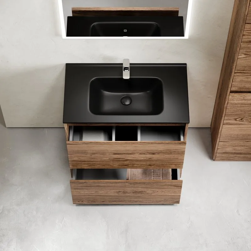 Тумба с раковиной Sancos Libra Floor 70 дуб чарльстон, черная раковина CN7007MB Sancos — официальный сайт