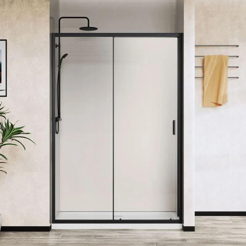 Душевая дверь в нишу Vincea City VDS-5CT150CLB 150 см, профиль черный матовый, стекло прозрачное Sancos — официальный сайт