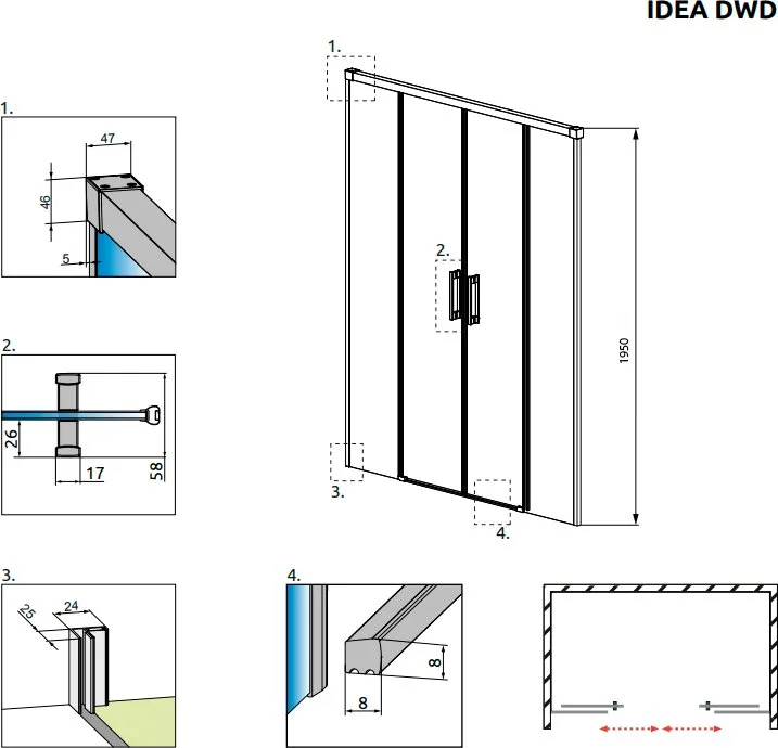 Душевая дверь в нишу Radaway Idea DWD 180 Sancos — официальный сайт