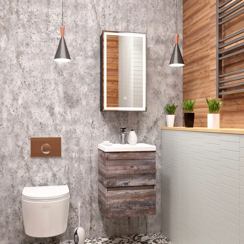Зеркало-шкаф Art&Max Techno 35 R с подсветкой, черное Sancos — официальный сайт