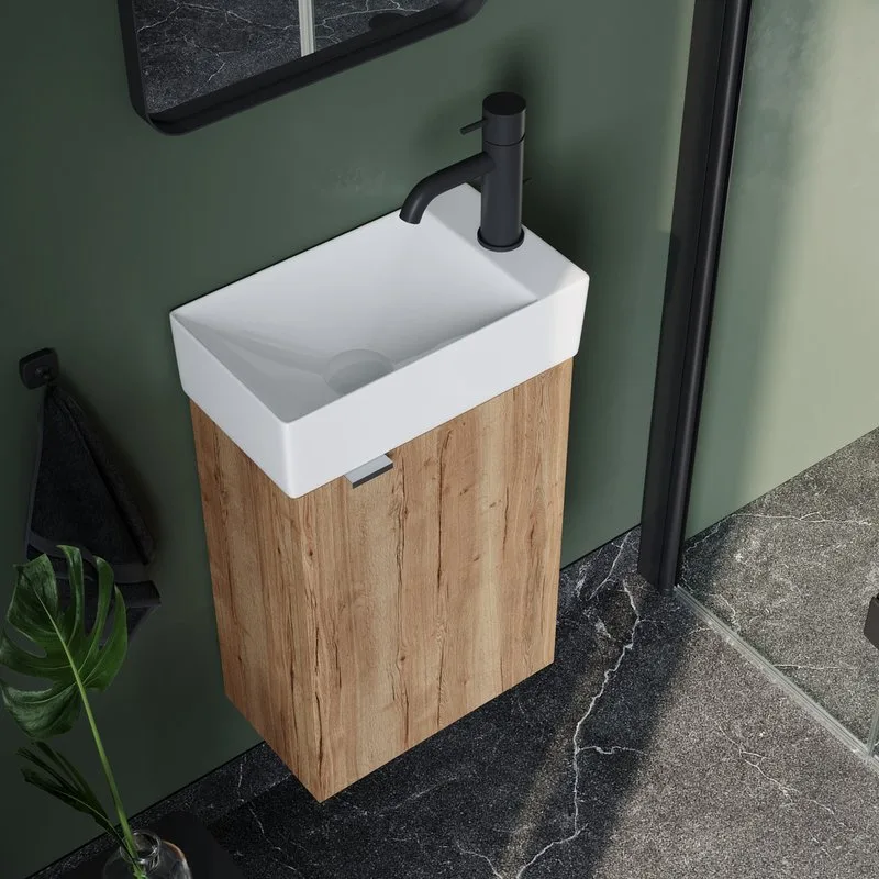 Тумба с раковиной Sancos Mini 35 R подвесная, дуб галифакс натуральный Sancos — официальный сайт