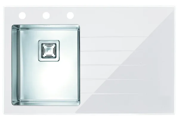 Мойка кухонная Alveus Crystalix 10 L, белое стекло Sancos — Оригинал