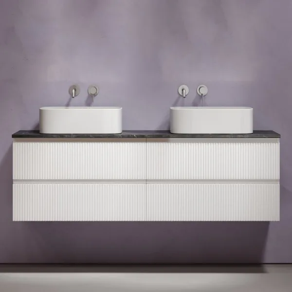 Тумба с раковиной Sancos Snob T 160 bianco, столешница черный мрамор TT160A1, раковина CN6052 Sancos — Оригинал