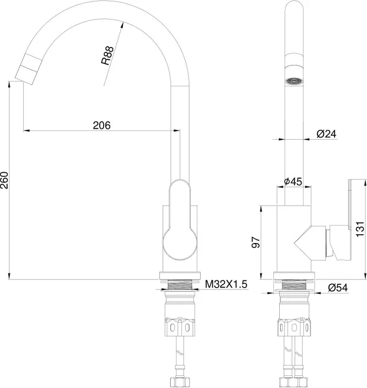 Смеситель для кухни Wonzon & Woghand WW-AE4554-BG брашированное золото Sancos — официальный сайт