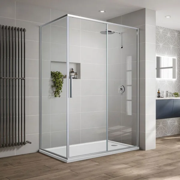 Душевой уголок Vincea Slim-U VSR-2SU9012CL 120x90 см, профиль хром, стекло прозрачное Sancos — Оригинал