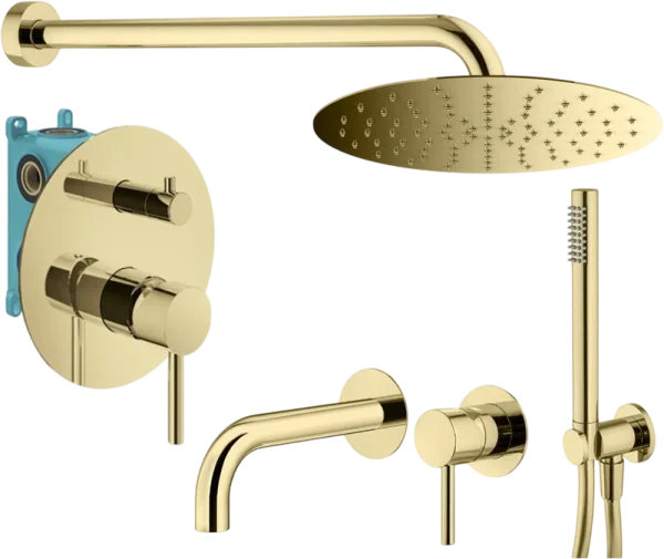 Комплект для ванной Plumberia Selection Ixo KITXO18OR210 С ВНУТРЕННЕЙ ЧАСТЬЮ, золото 24к Sancos — Оригинал