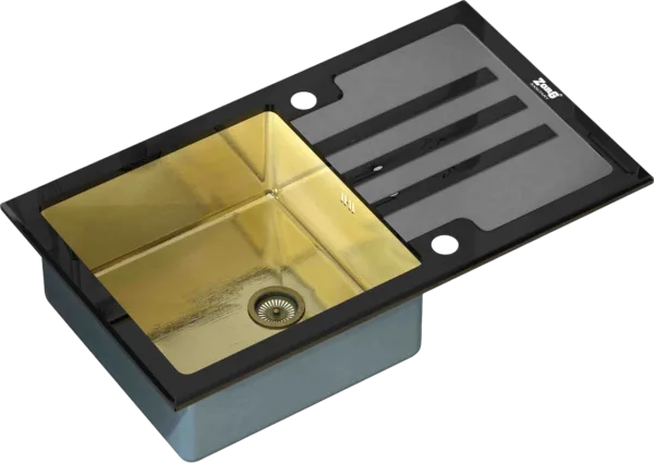 Мойка кухонная Zorg Inox Glass GL-7851-BLACK-BRONZE черное стекло Sancos — Оригинал