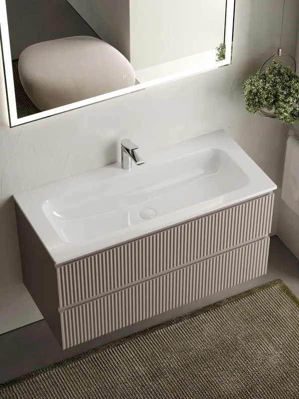 Тумба под раковину Sancos Snob R 100 подвесная Doha soft (пыльная роза), SNR100SM Sancos — официальный сайт