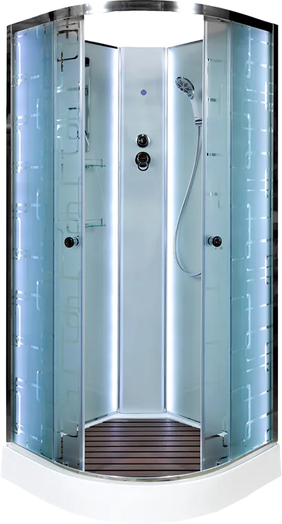 Душевая кабина DTO EM1510N 100х100, LED, профиль хром, стекло матовое с узором Sancos — официальный сайт