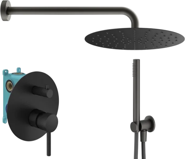 Душевой комплект Plumberia Selection Ixo KITXO18NO, С ВНУТРЕННЕЙ ЧАСТЬЮ, черный матовый Sancos — Оригинал