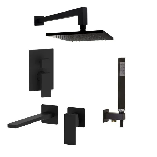 Комплект для ванной Paffoni Light KITEL018NO105 С ВНУТРЕННЕЙ ЧАСТЬЮ, черный матовый Sancos — Оригинал