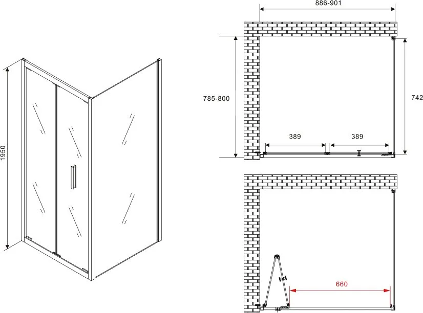 Душевой уголок Abber Sonnenstrand AG07090B-S80B 90x80, профиль черный, стекло прозрачное Sancos — официальный сайт