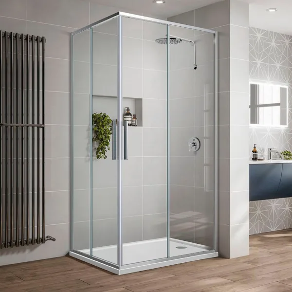 Душевой уголок Vincea Slim-U VSS-2SU8010CL 100x80 см, профиль хром, стекло прозрачное Sancos — Оригинал