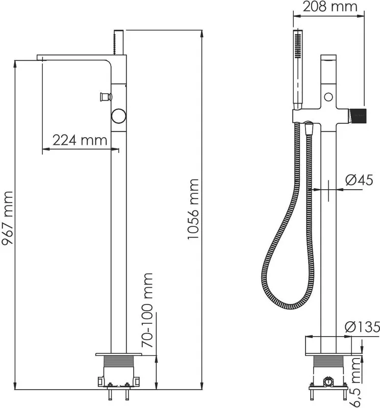 Напольный смеситель для ванны с душем Wasserkraft Tauber 6421, С ВНУТРЕННЕЙ ЧАСТЬЮ, никель Sancos — официальный сайт