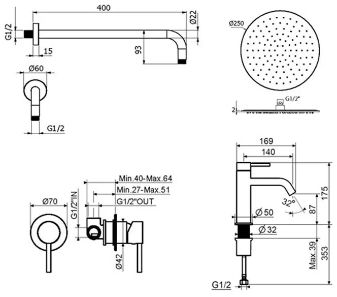 Комплект для ванной Plumberia Selection Ixo KITXO01BO53 С ВНУТРЕННЕЙ ЧАСТЬЮ, белый матовый Sancos — официальный сайт