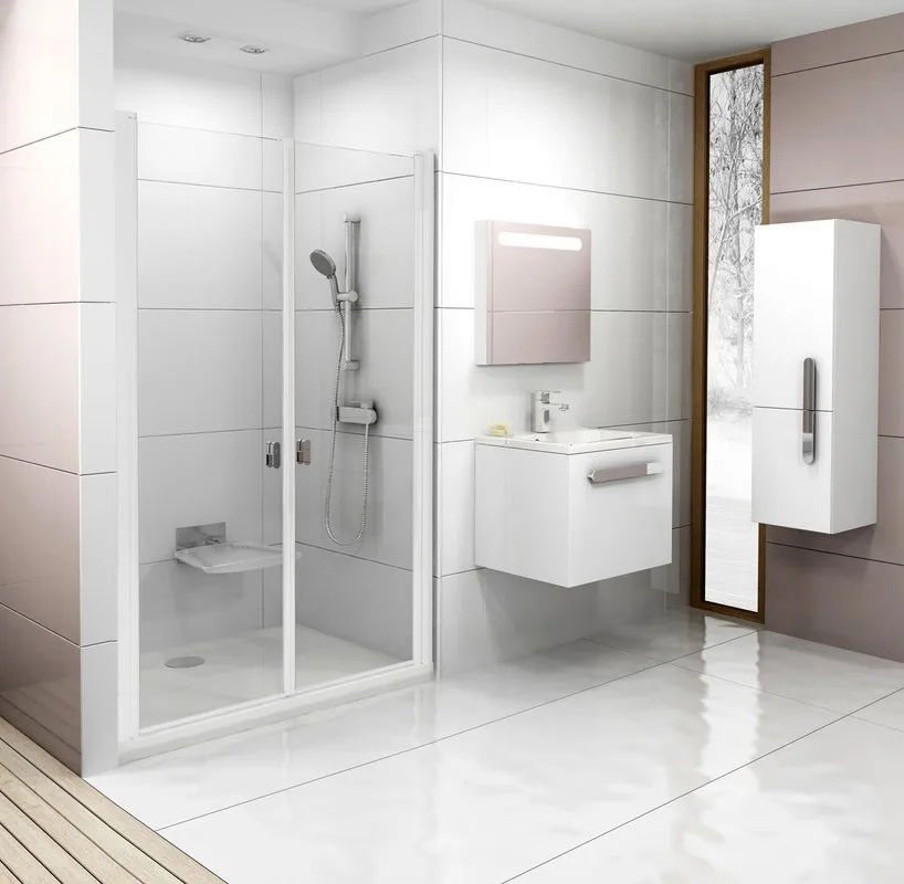 Душевая дверь в нишу Ravak Chrome CSDL2-120 Transparent, профиль белый Sancos — официальный сайт