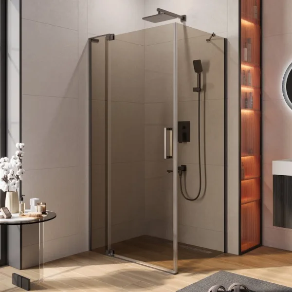 Душевой уголок Cezares Slider AH 1 80-90/100 BR GM профиль оружейная сталь, стекло бронза Sancos — Оригинал