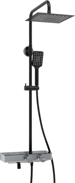 Душевая стойка Wasserkraft Abens 2000 A114.255.130.CB Thermo, с термостатом, черная Sancos — Оригинал
