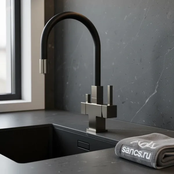 Смеситель для кухни Sancos Arno SC4005GG с гибким изливом, вороненая сталь Sancos — Оригинал