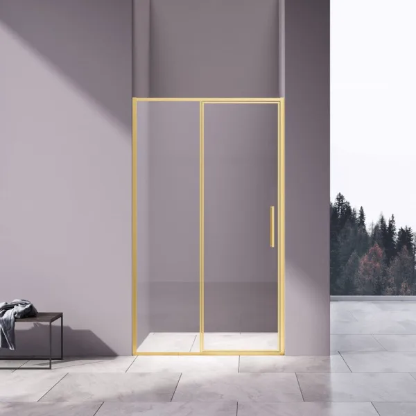 Душевая дверь Vincea Slim 8mm VDP-4SL120CLG, брашированное золото, стекло прозрачное Sancos — Оригинал