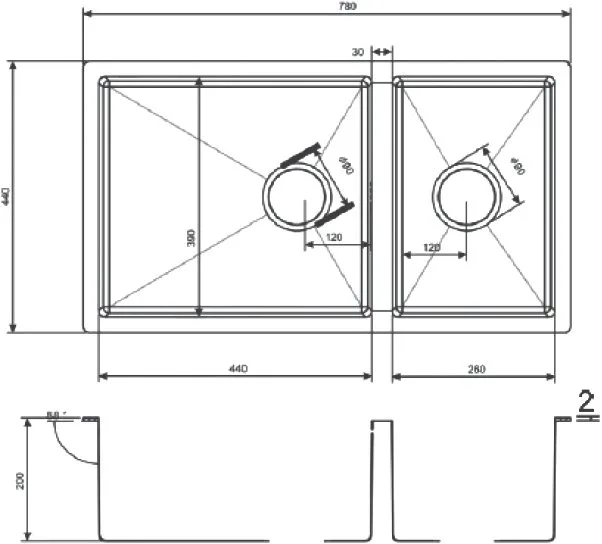 Мойка кухонная Zorg Light ZL R 780-2-440 Sancos — официальный сайт