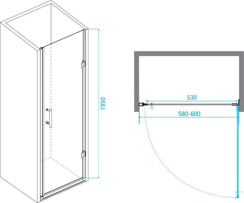 Душевая дверь в нишу RGW Passage PA-06B 41080606-14 60х195, профиль черный Sancos — официальный сайт