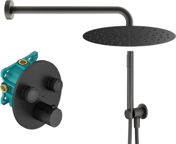 Душевой комплект Plumberia Selection PSBOX KITPSB02NO, С ВНУТРЕННЕЙ ЧАСТЬЮ, черный матовый Sancos — Оригинал