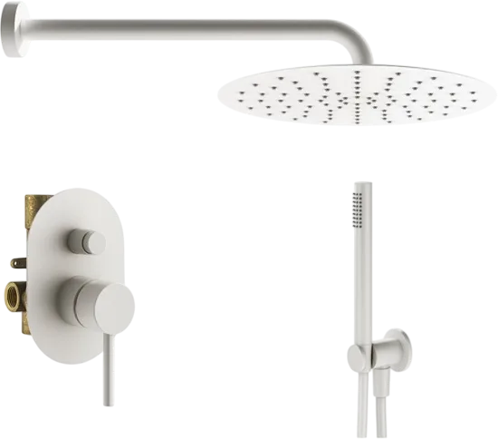 Душевой комплект Plumberia Selection Ixo KITXO15BO, С ВНУТРЕННЕЙ ЧАСТЬЮ, белый матовый Sancos — Оригинал