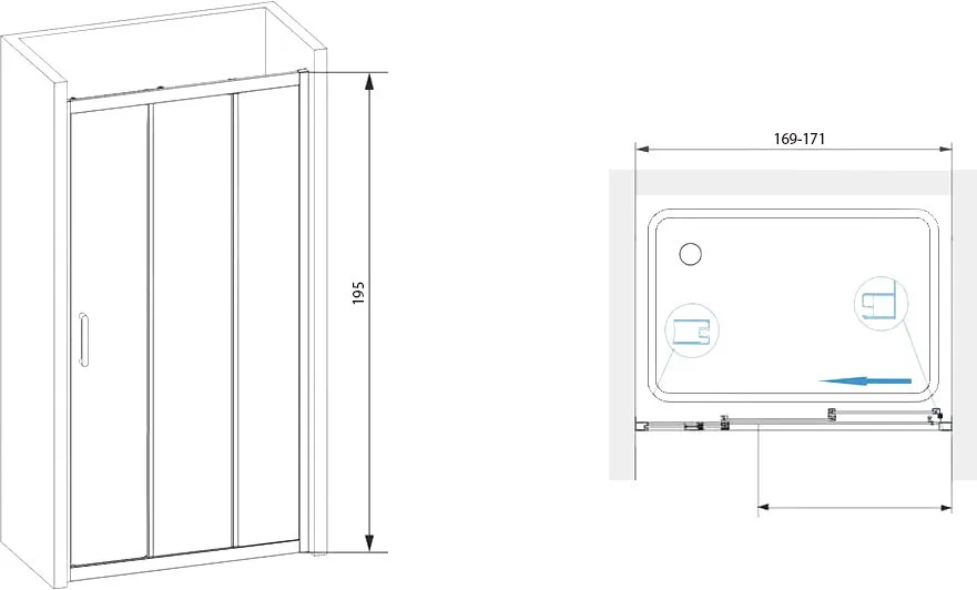 Душевой уголок RGW Passage PA-13+80 см (169-171)x80x195 профиль хром, стекло прозрачное Sancos — официальный сайт