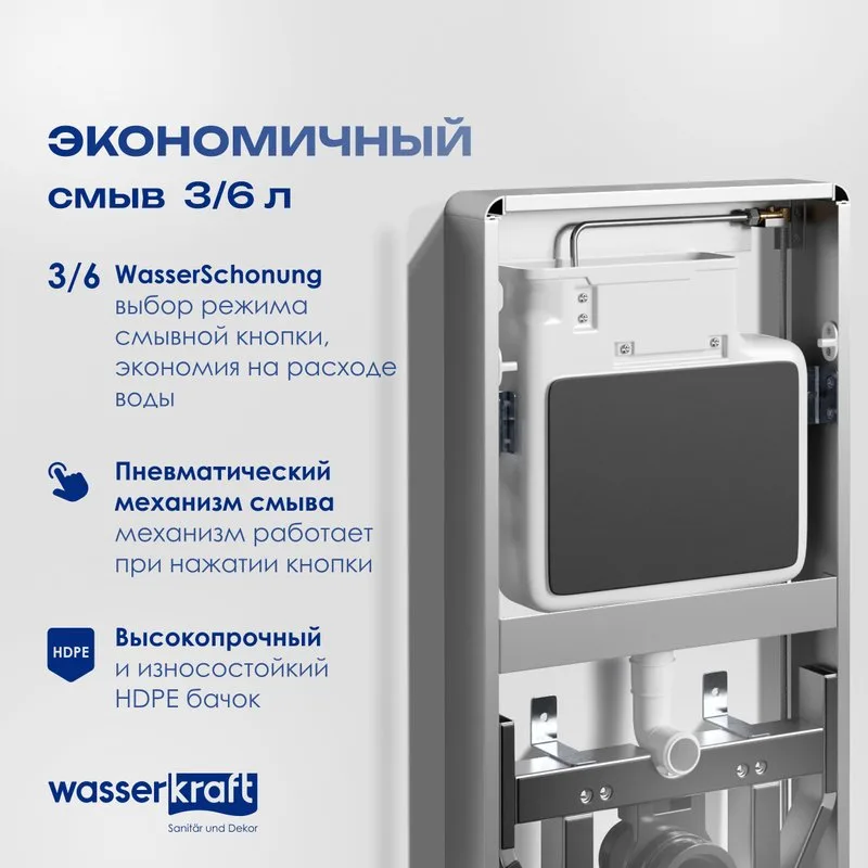 Система инсталляции для унитазов Wasserkraft Naab 86, с пневмокнопкой, белая Sancos — официальный сайт