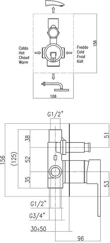 Встраиваемый смеситель Webert Pegaso PE860101560 С ВНУТРЕННЕЙ ЧАСТЬЮ, черный Sancos — официальный сайт