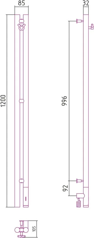 Полотенцесушитель электрический Сунержа Нюанс 3.0 120 см черный матовый, правый Sancos — официальный сайт