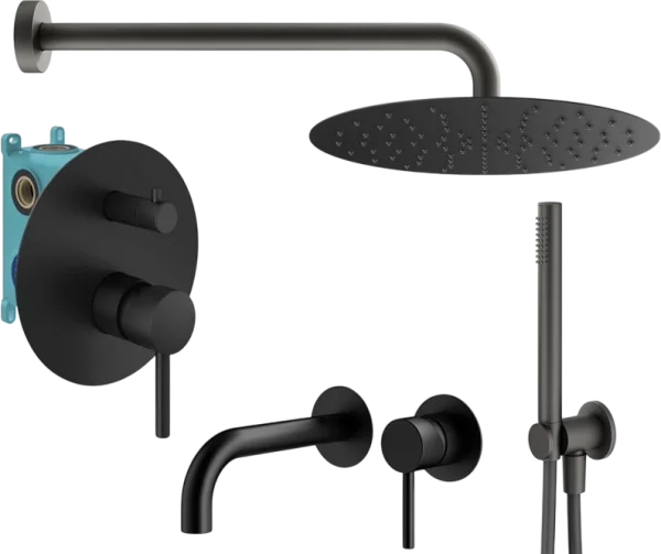 Комплект для ванной Plumberia Selection Ixo KITXO18NO210 С ВНУТРЕННЕЙ ЧАСТЬЮ, черный матовый Sancos — Оригинал