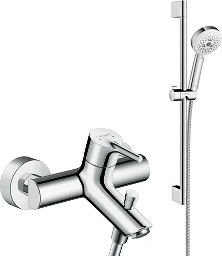 Смеситель для ванны с душем Hansgrohe Talis S 72400000, + Душевой гарнитур Hansgrohe Crometta 100 Mu Sancos — Оригинал
