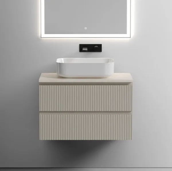 Тумба с раковиной Sancos Snob T 80 см, beige soft, столешница бежевая, раковина CN6011 Sancos — Оригинал