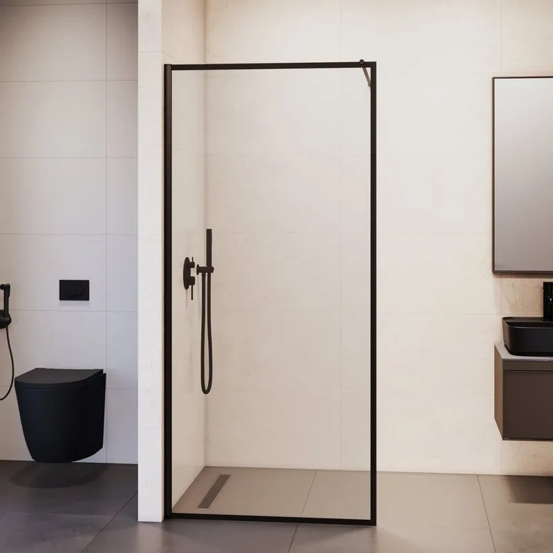 Душевая перегородка RGW Walk In WA-012B 100x200, профиль черный, стекло прозрачное Sancos — официальный сайт