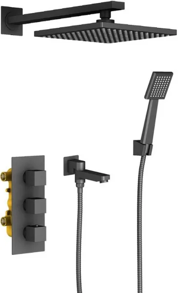Душевой комплект Timo Tetra-Thermo SX-0199/03SM, черный, С ВНУТРЕННЕЙ ЧАСТЬЮ Sancos — Оригинал