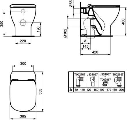 Унитаз приставной напольный Ideal Standard Tesi AquaBlade T007701 Sancos — официальный сайт