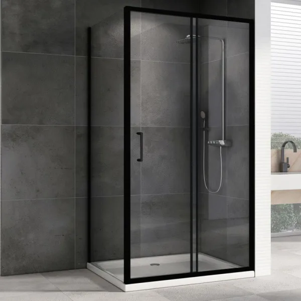 Душевой уголок Abber Schwarzer Diamant AG30140B5-S70B5 140х70, профиль черный, стекло прозрачное Sancos — Оригинал